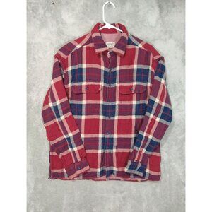 American Eagle Shirt Mens Medium Red Blue Plaid Flannel Button Down Long Sleeve